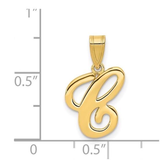 Kazi Luxury 14k Yellow Gold Script Letter C Initial Pendant - Picture 4 of 4
